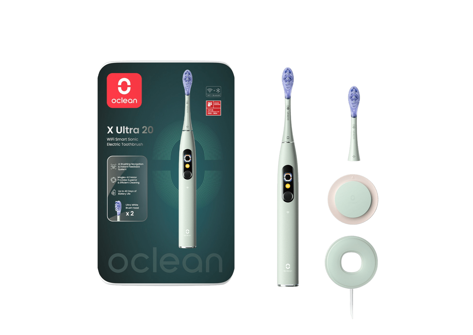 OCLEAN X Ultra 20 Green sonická kefka, zelená