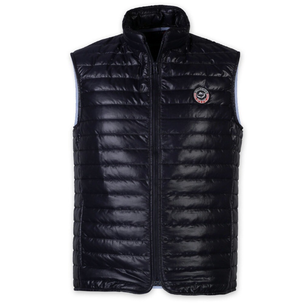 Pánska prešívaná vesta Willsoor 8380 v modré farbe s lesklým efektom