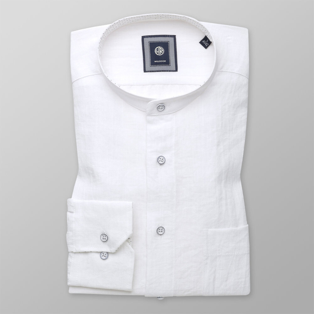 Košeľa Slim Fit biela s prídavkom ľanu (výška 176 - 182) 10944