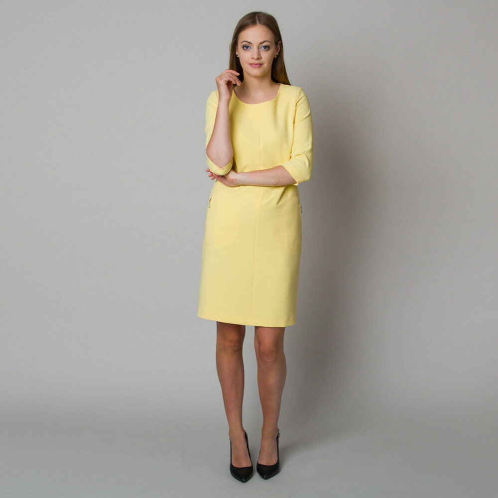 Midi šaty v svetlo žltej farbe 11905