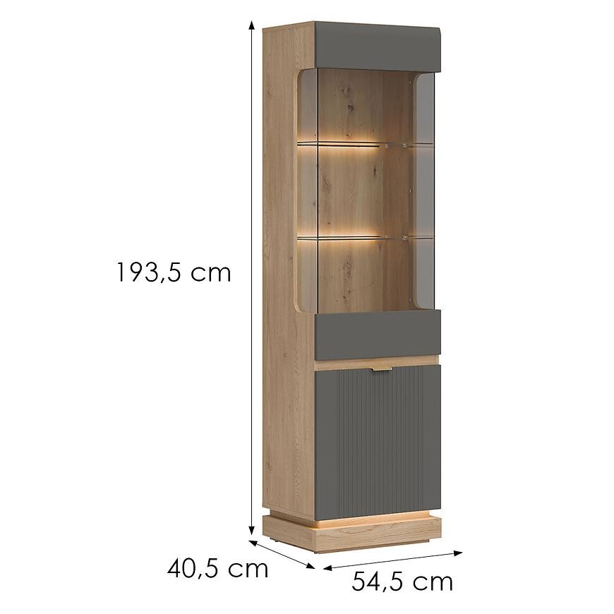 Vitrína L/P  Milton Ml05 Dub Crem Torro Sivá