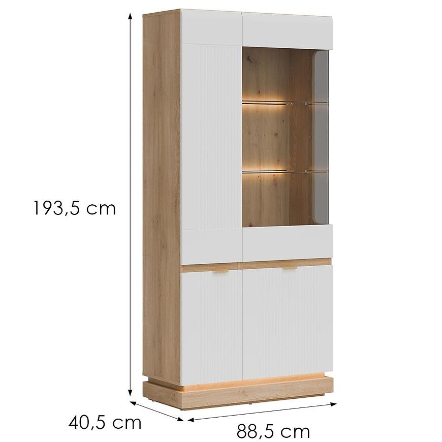 Vitrína Milton Ml06 Dub Crem Torro Biela