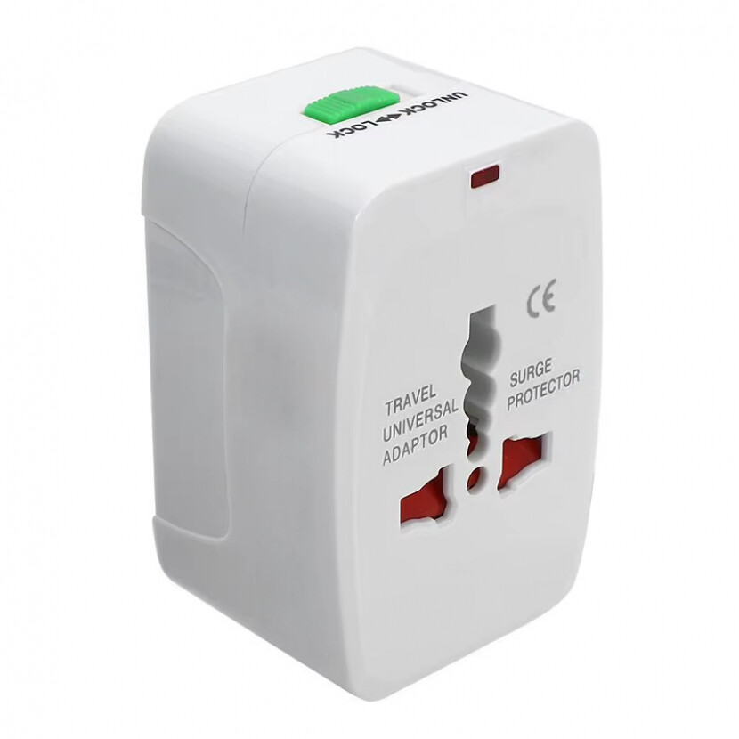 Adaptérová zásuvka USA/UK/EU - biela