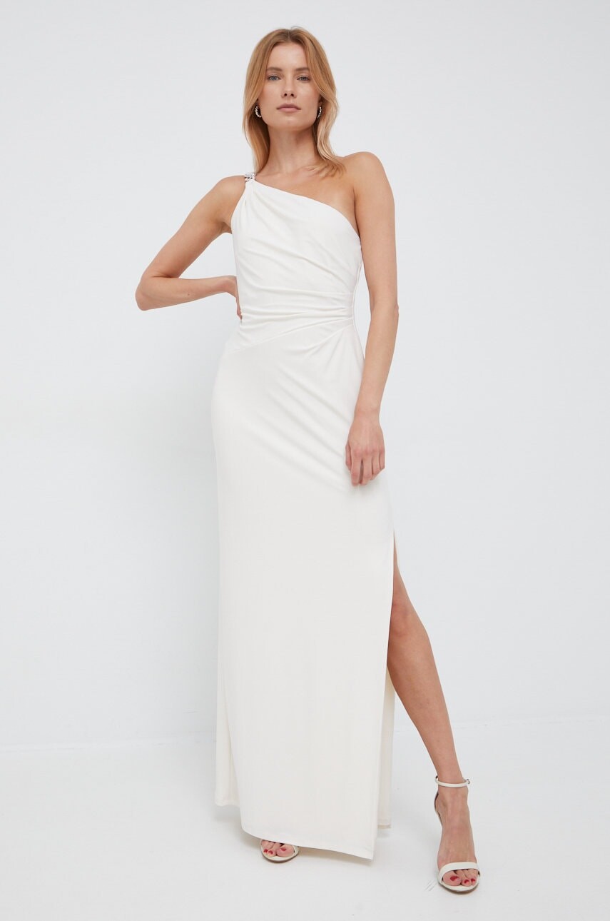 Šaty Lauren Ralph Lauren béžová farba, maxi, rovný strih, 253751483020