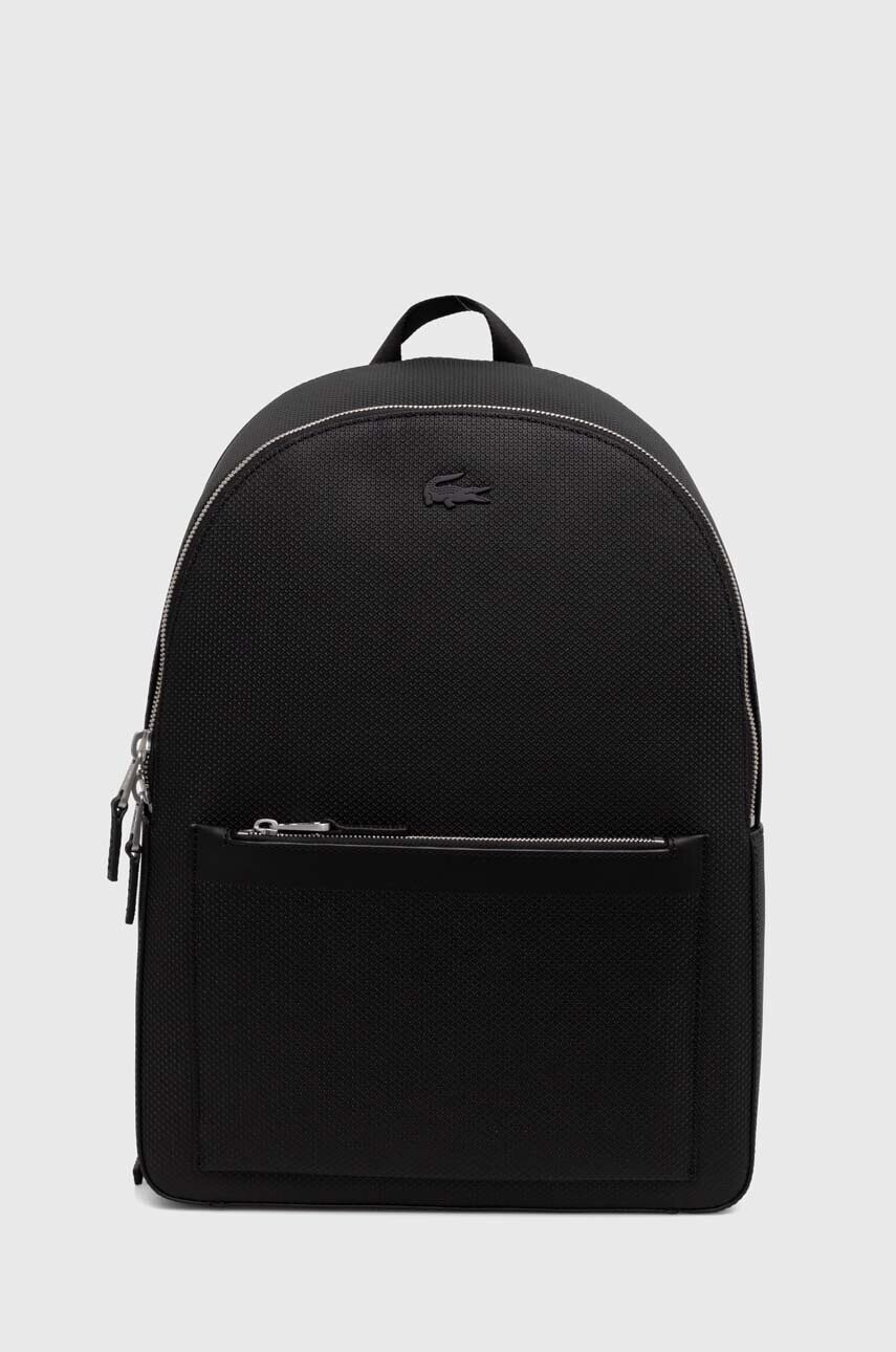 Kožený ruksak Lacoste čierna farba, veľký, jednofarebný