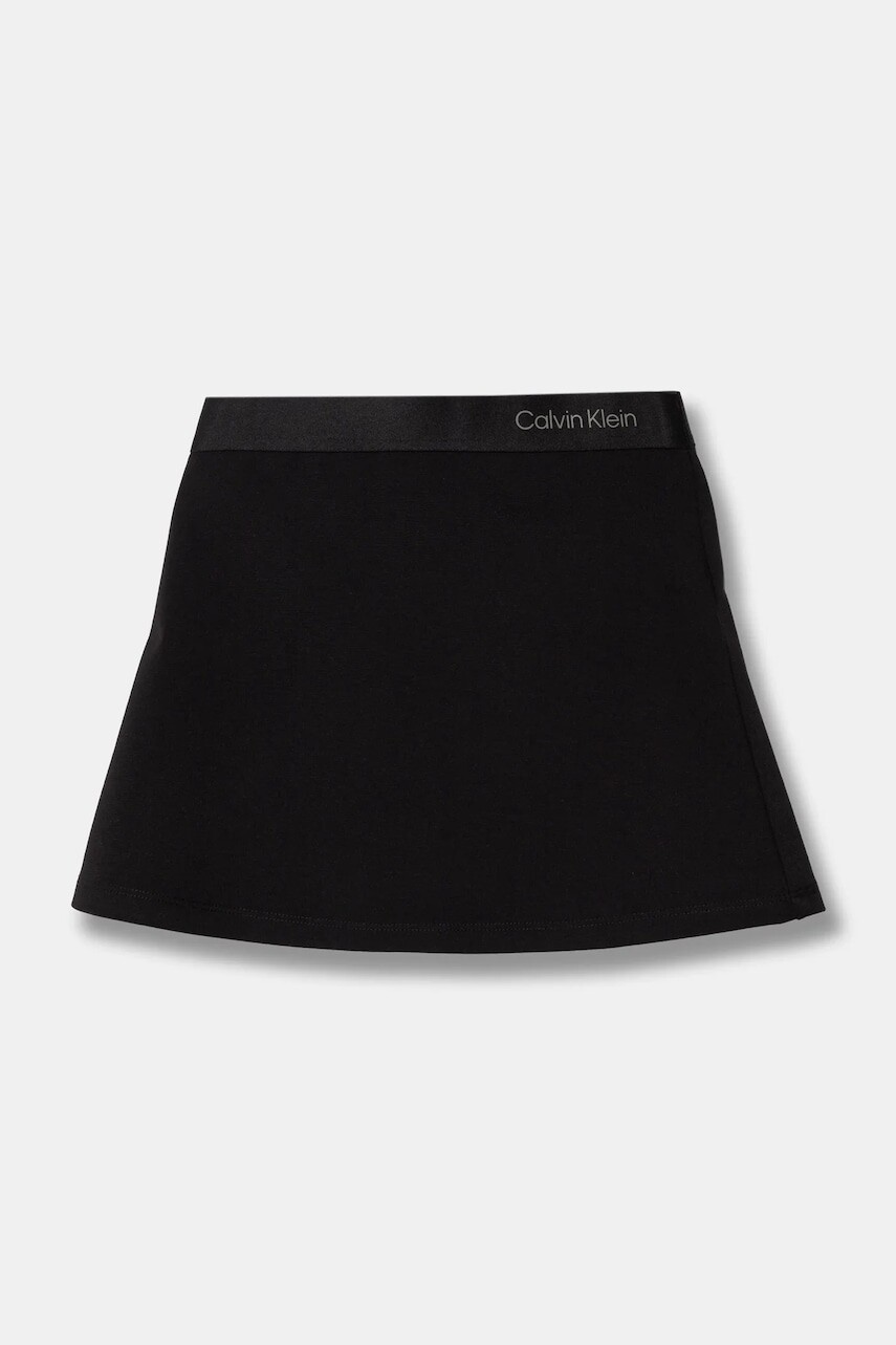 Dievčenská sukňa Calvin Klein Jeans čierna farba, mini, áčkový strih, IG0IG02784
