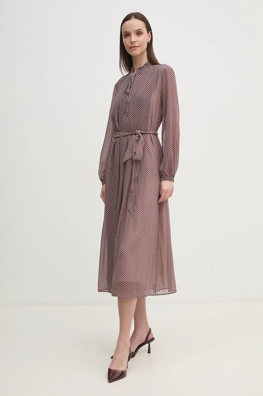 Šaty Tommy Hilfiger bordová farba, midi, áčkový strih, WW0WW44007