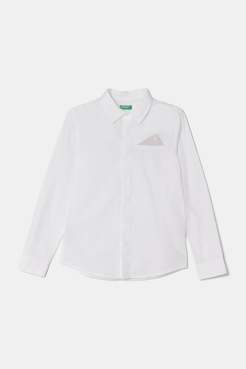 Detská bavlnená košeľa United Colors of Benetton biela farba, 59UXCQ03M