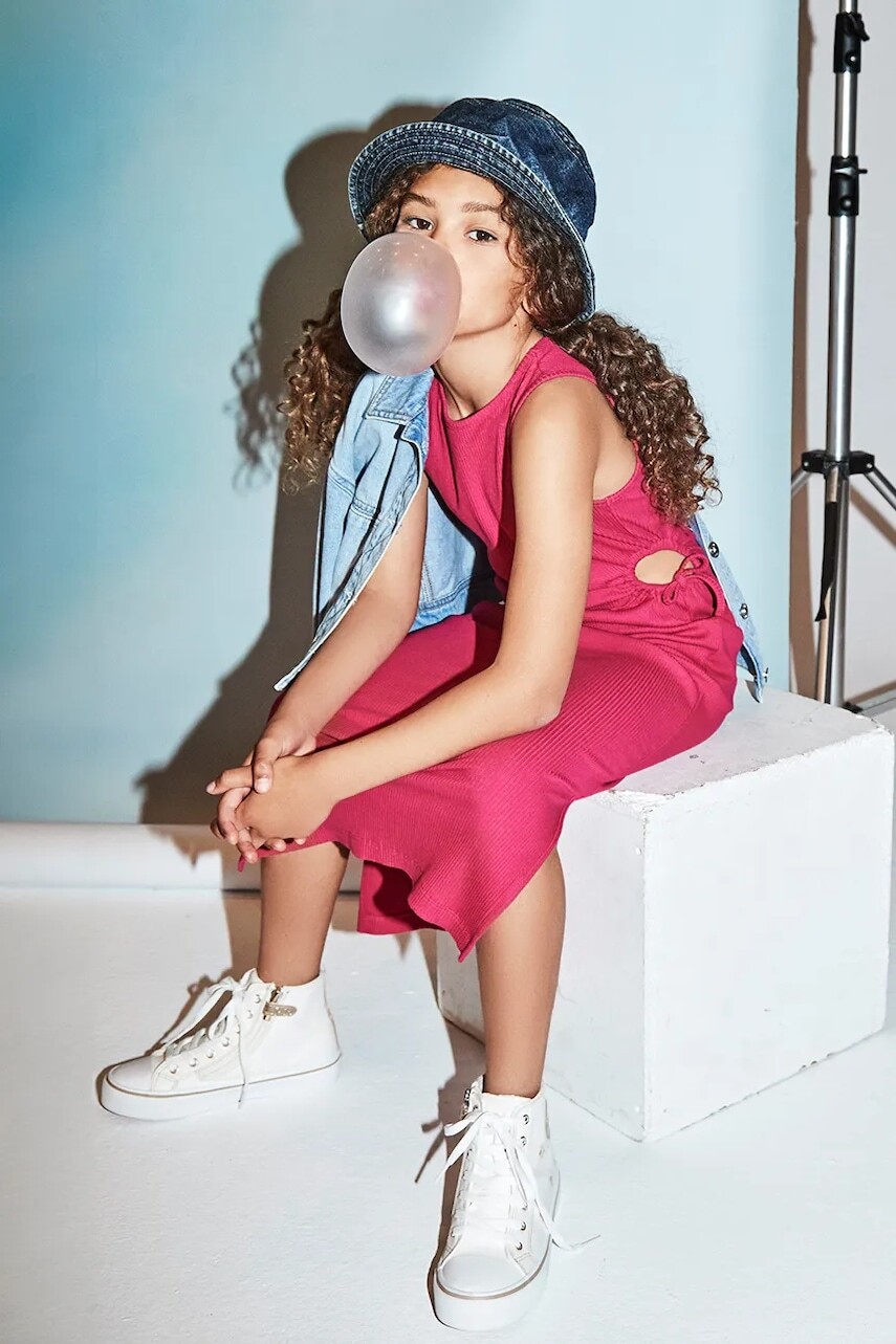 Dievčenské šaty Mayoral ružová farba, mini, priliehavá, 6985