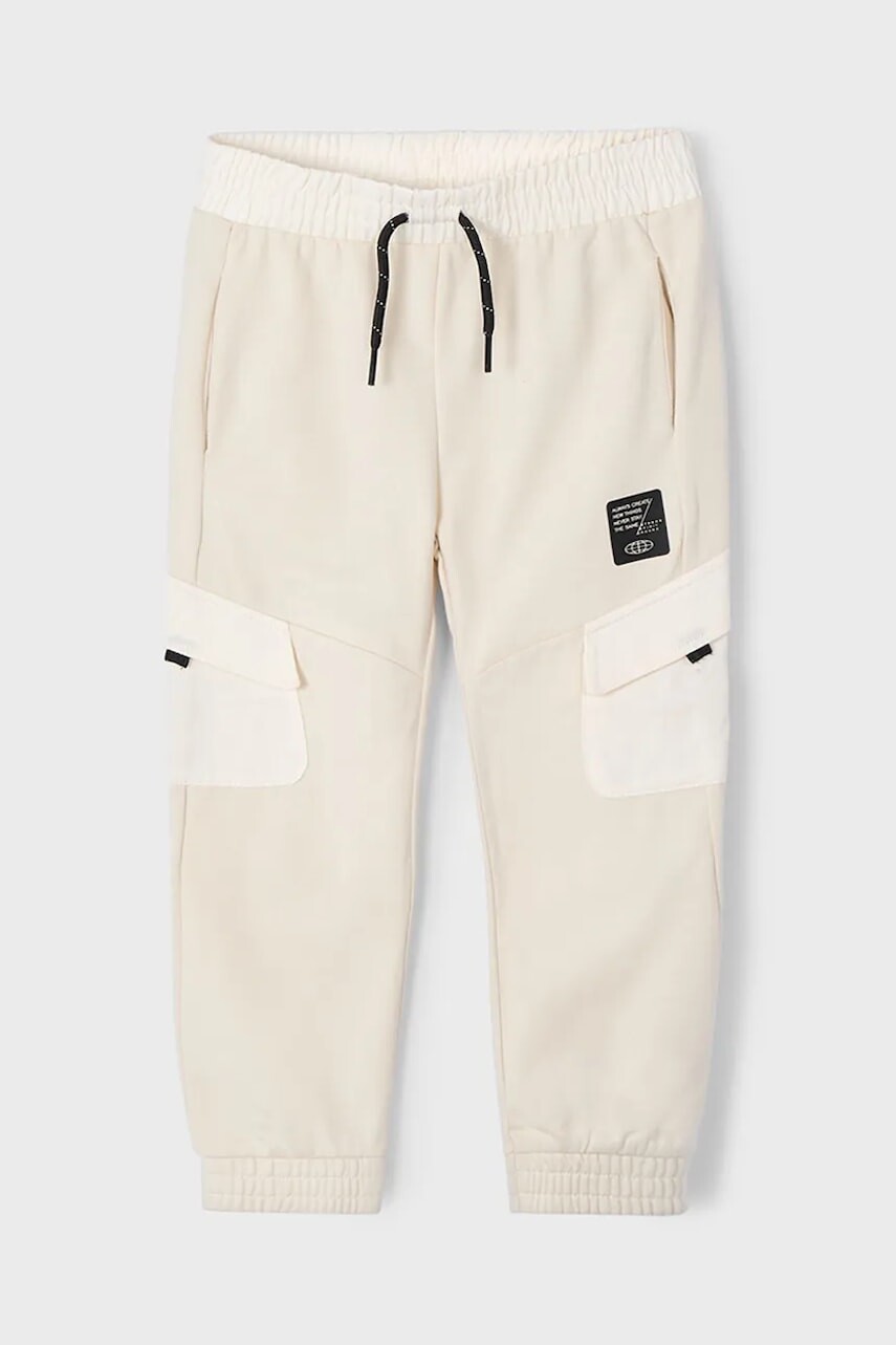 Detské tepláky Mayoral cargo béžová farba, jednofarebné, 3570