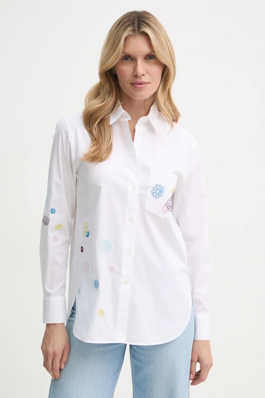 Košeľa PS Paul Smith dámska, biela farba, regular, s klasickým golierom, W2R.331B.P21598