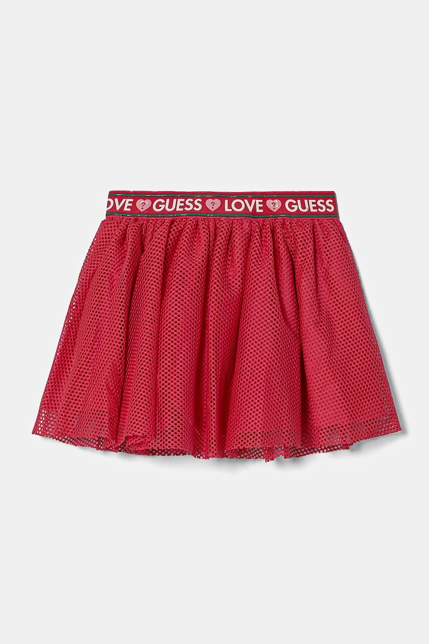 Dievčenská sukňa Guess ružová farba, mini, áčkový strih, K5RD05 KACZ0