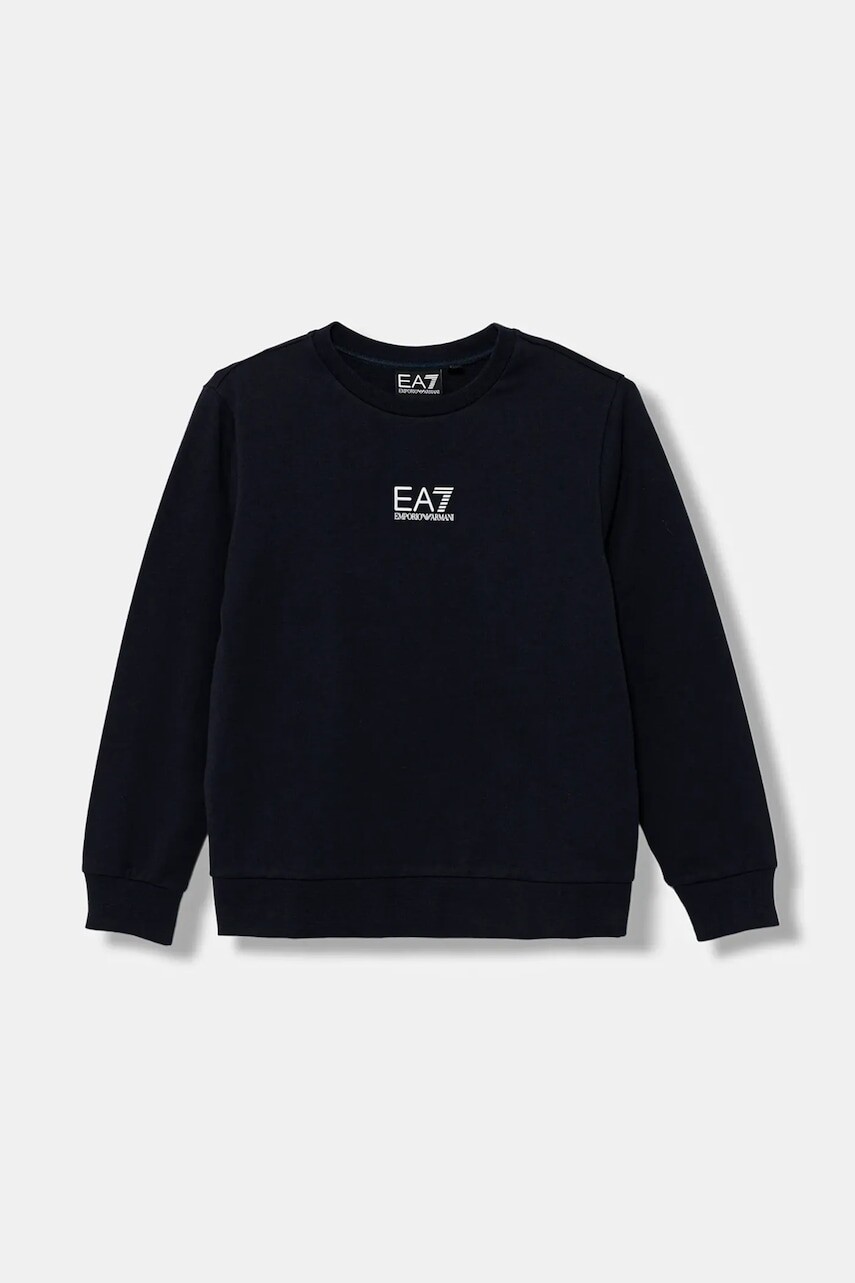 Detská bavlnená mikina EA7 Emporio Armani zelená farba, s potlačou, 7B000025 AF10380