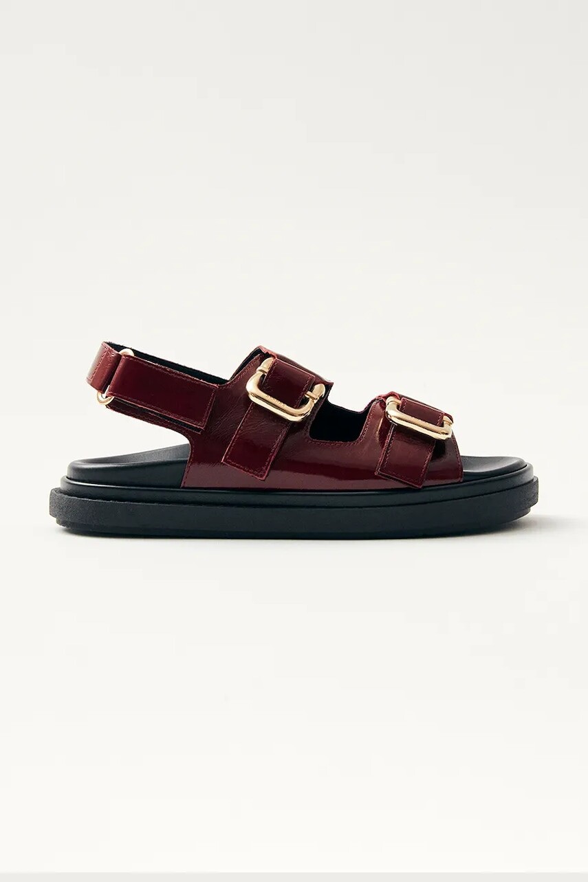 Kožené sandále Alohas Harper dámske, bordová farba, na platforme, S100731-01