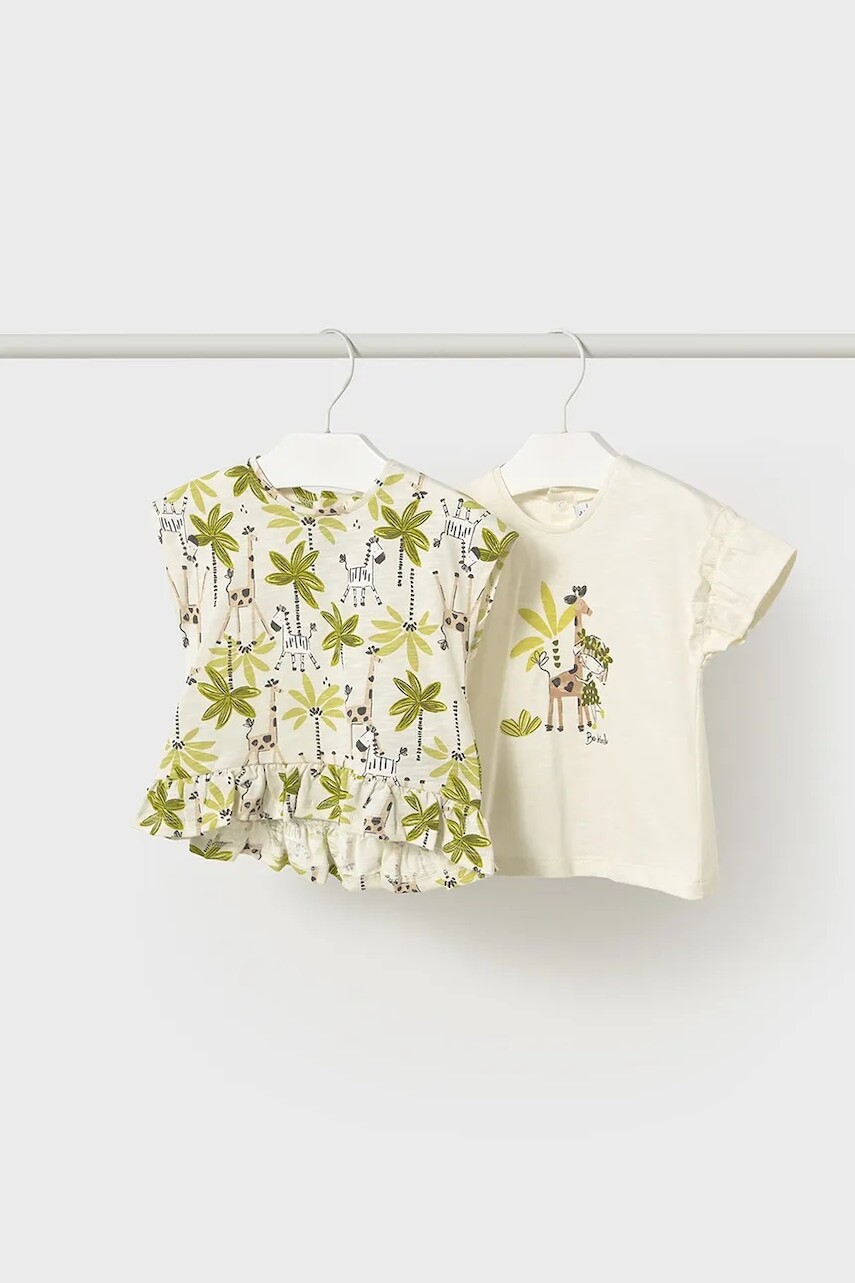 Detské bavlnené tričko Mayoral 2-pak zelená farba, 1047