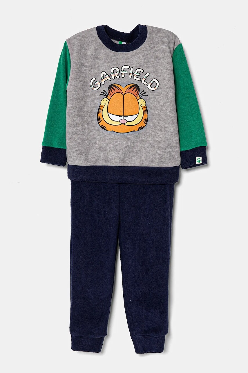 Detské pyžamo United Colors of Benetton šedá farba, s potlačou, 3JA40P07V