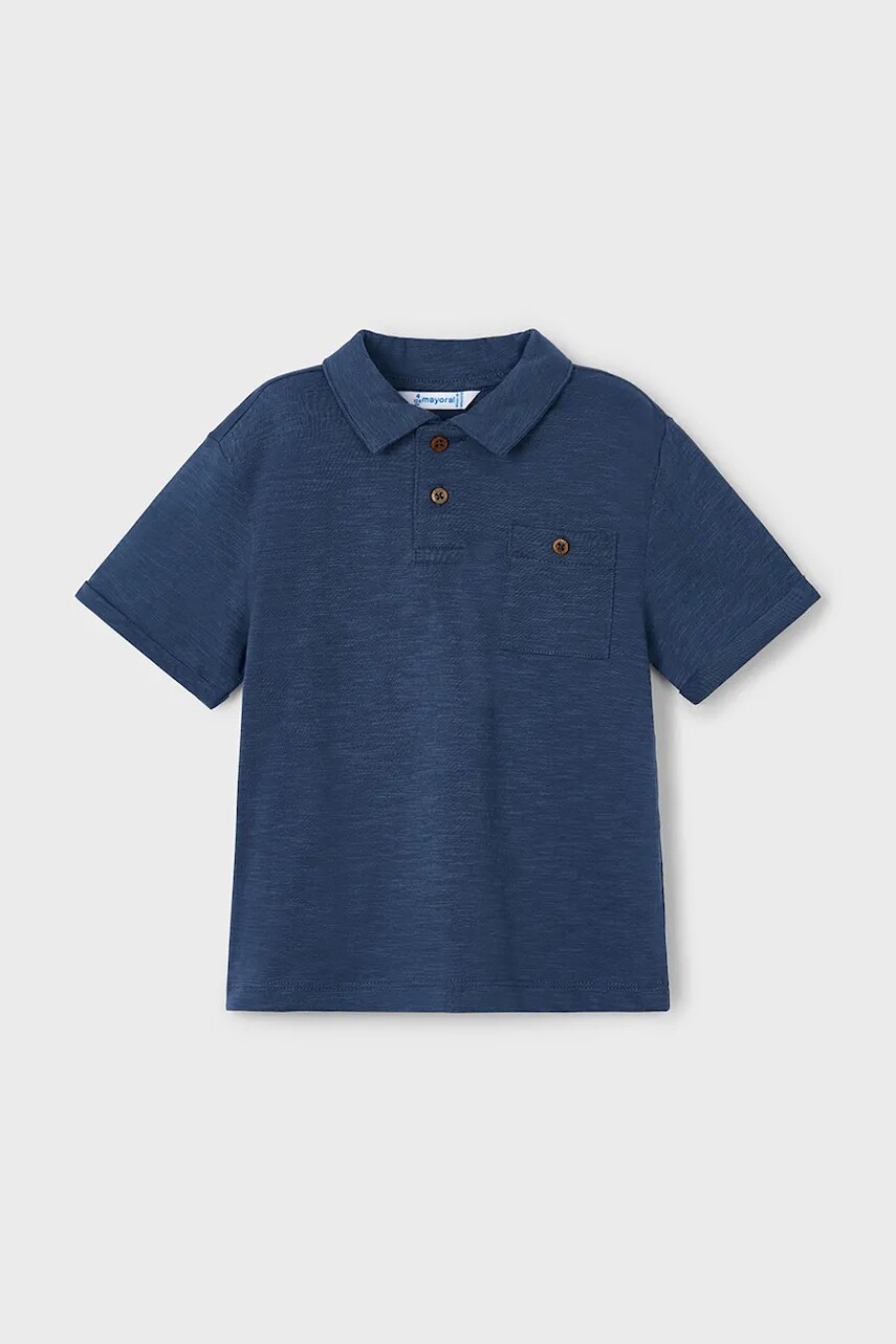 Detská bavlnená polokošeľa Mayoral tmavomodrá farba, jednofarebná, 3109