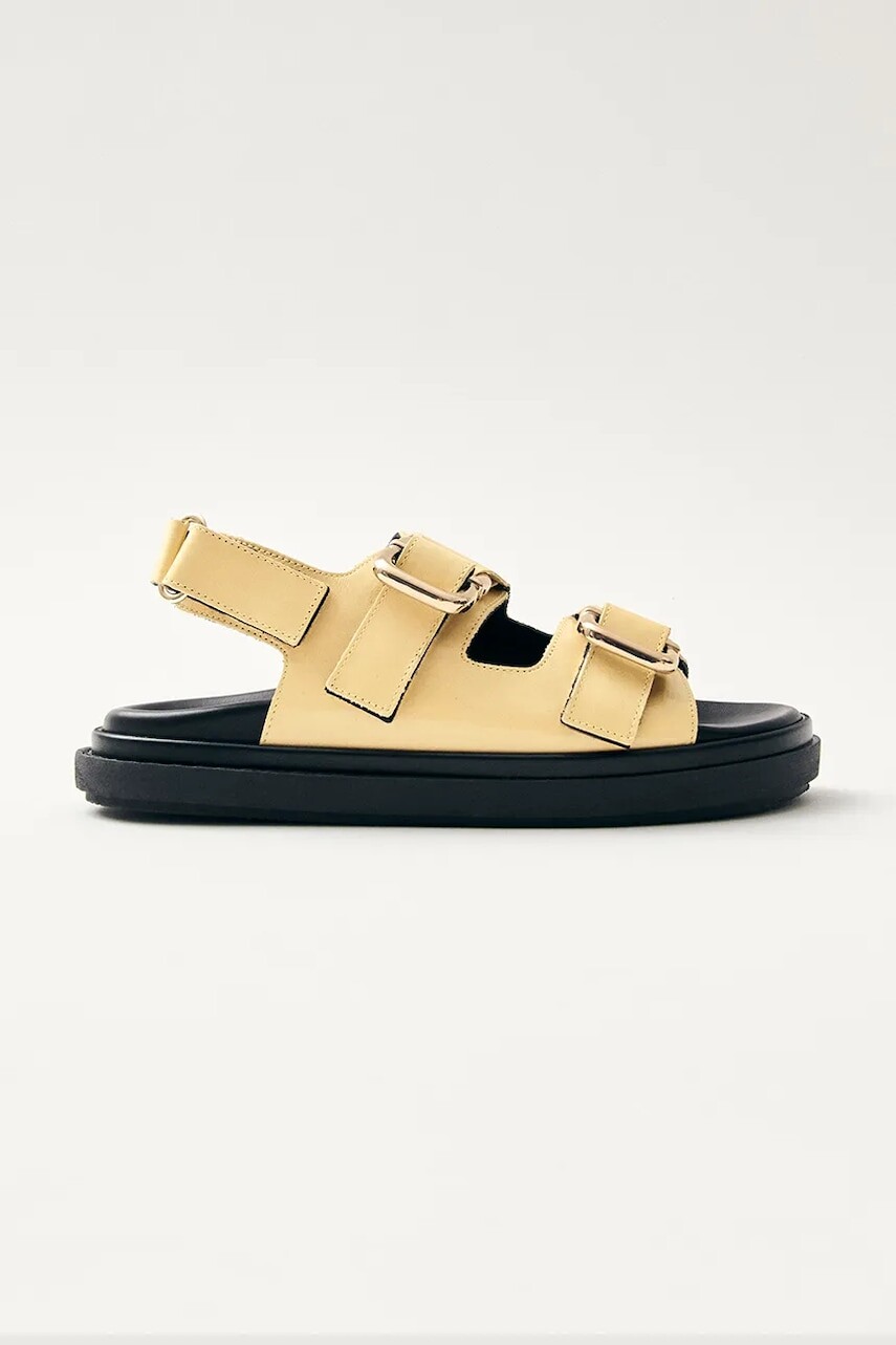 Kožené sandále Alohas Harper dámske, žltá farba, na platforme, S100731-02