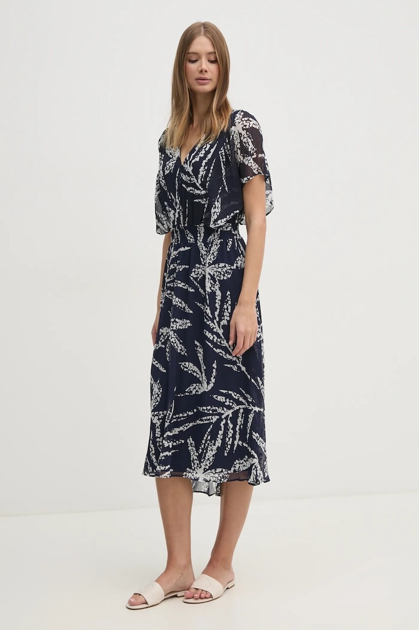 Šaty Dkny tmavomodrá farba, midi, áčkový strih, DD4A6765