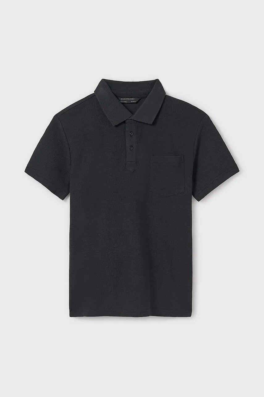 Detská bavlnená polokošeľa Mayoral čierna farba, jednofarebná, 6128