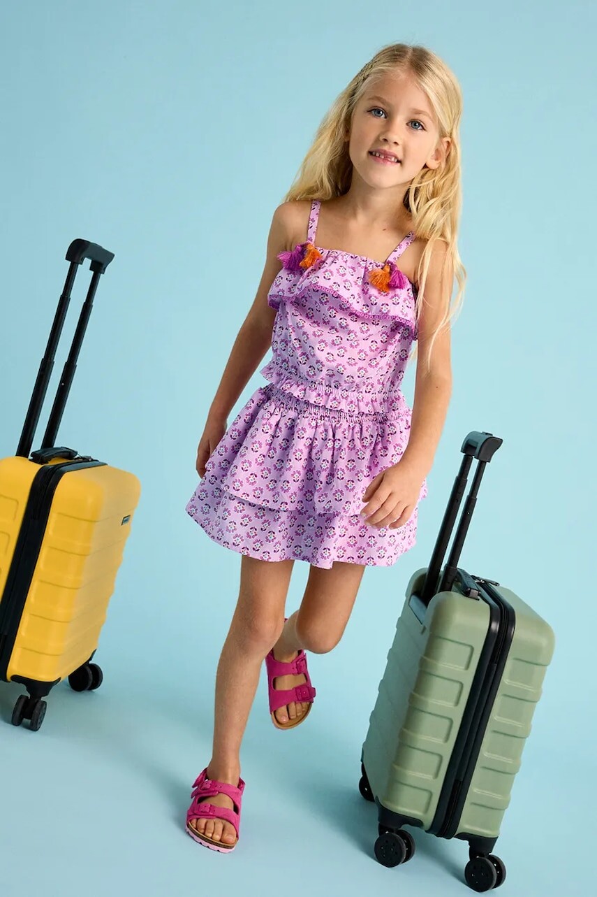 Dievčenská bavlnená sukňa Mayoral ružová farba, mini, áčkový strih, 3904