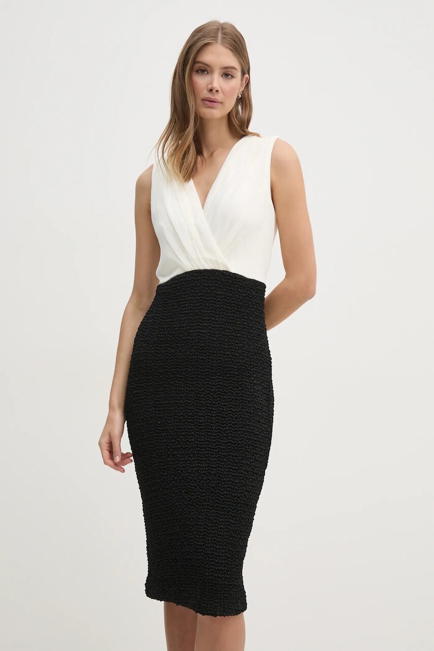 Šaty Dkny béžová farba, mini, priliehavá, DD4KWD80