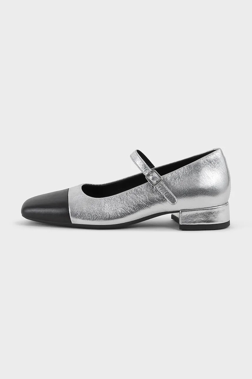 Kožené lodičky Vagabond Shoemakers DEBBI strieborná farba, na podpätku, 5918-019-96