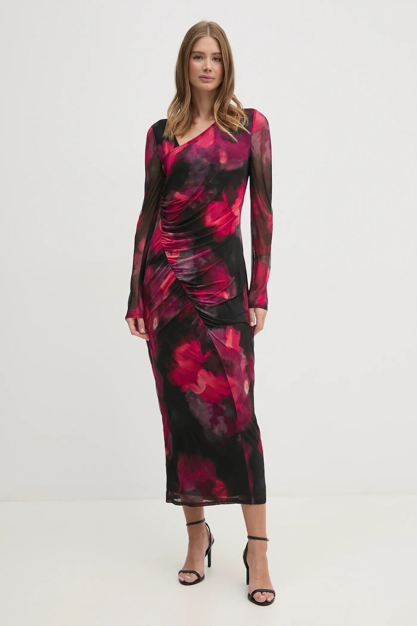 Šaty Dkny ružová farba, maxi, priliehavá, DD4KU42A