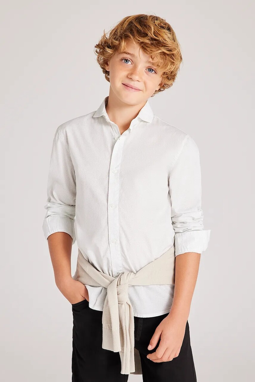 Detská bavlnená košeľa Mayoral biela farba, 6140