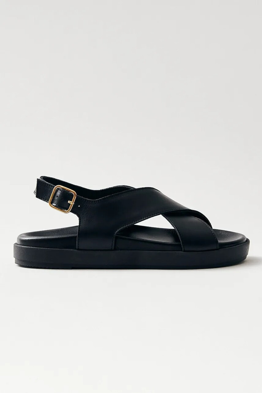 Kožené sandále Alohas Nico dámske, čierna farba, na platforme, S100621-01