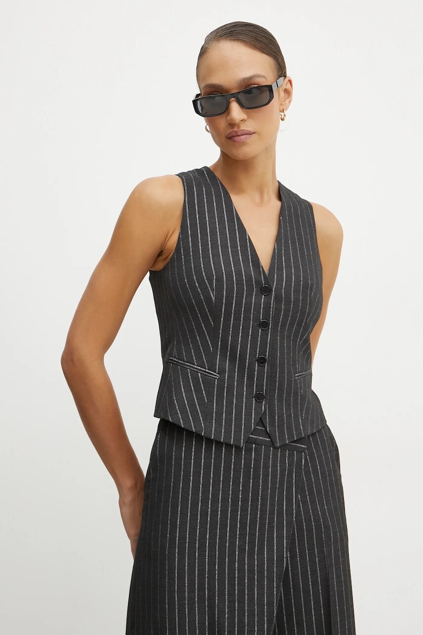 Vesta s prímesou vlny Karl Lagerfeld šedá farba, jednoradová, A1W14026