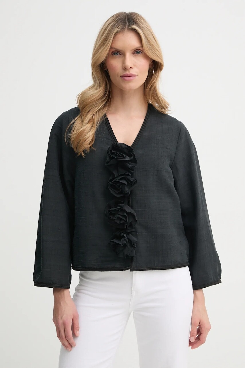 Hodvábna košeľa By Malene Birger MINEAS čierna farba, regular, 102436