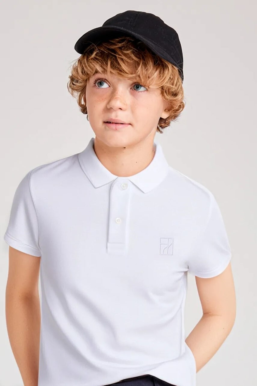 Detská bavlnená polokošeľa Mayoral biela farba, vzorovaná, 6127