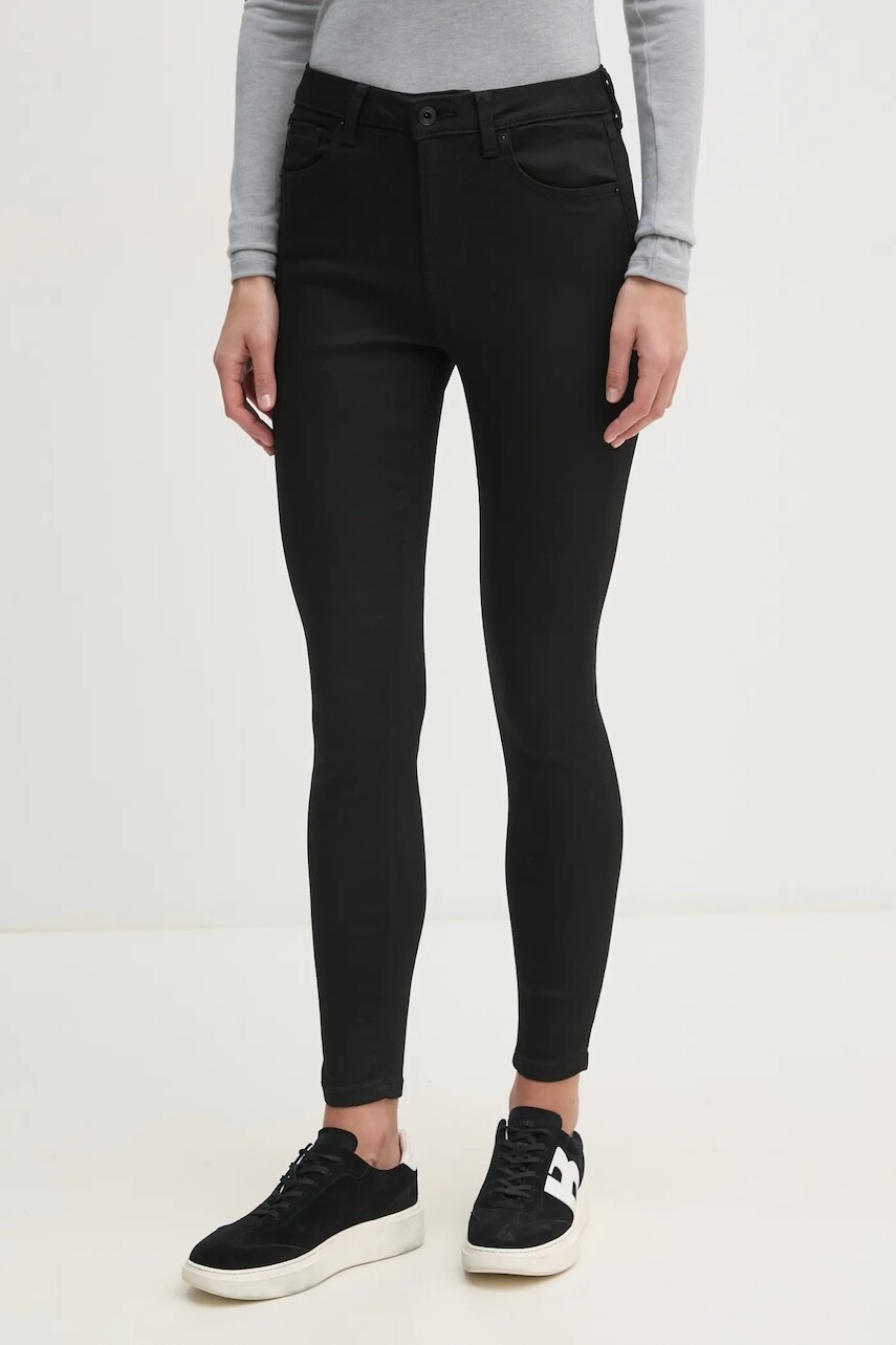 Rifle Pepe Jeans SUPER SKINNY JEANS HW dámske, čierna farba, PL204738XM7