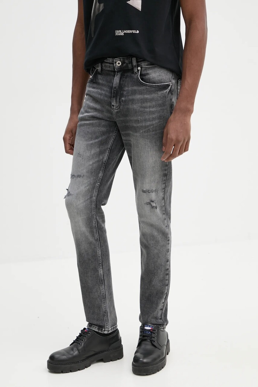 Rifle Karl Lagerfeld Jeans pánske, šedá farba, A1M10105