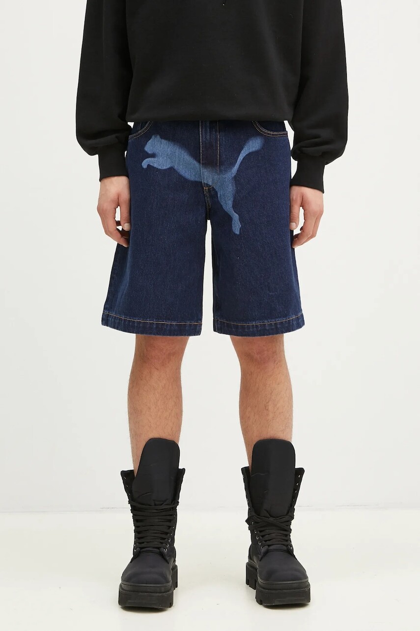 Bavlnené rifľové šortky Puma PUMA X A$AP ROCKY Denim Short tmavomodrá farba, 631066