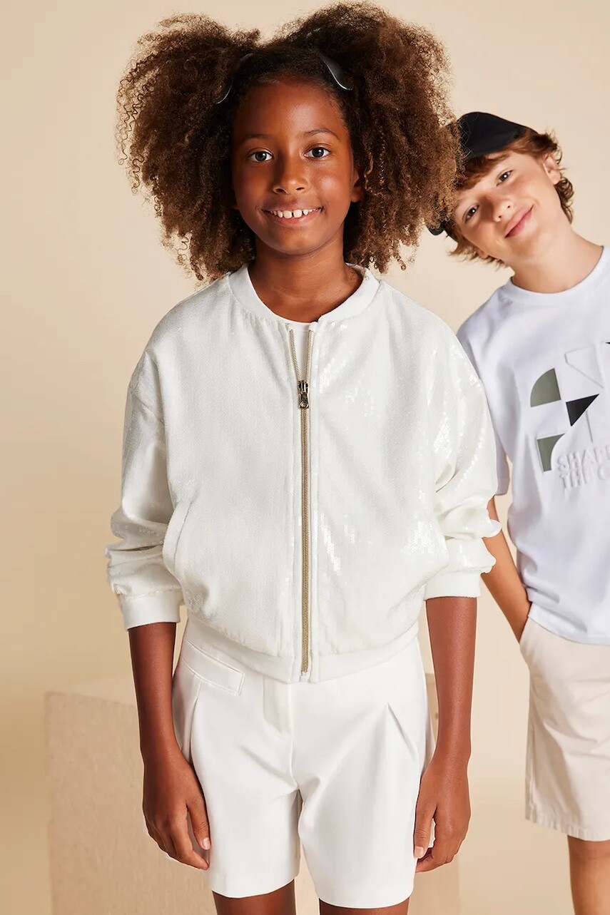 Detská bunda bomber Mayoral biela farba, 6403