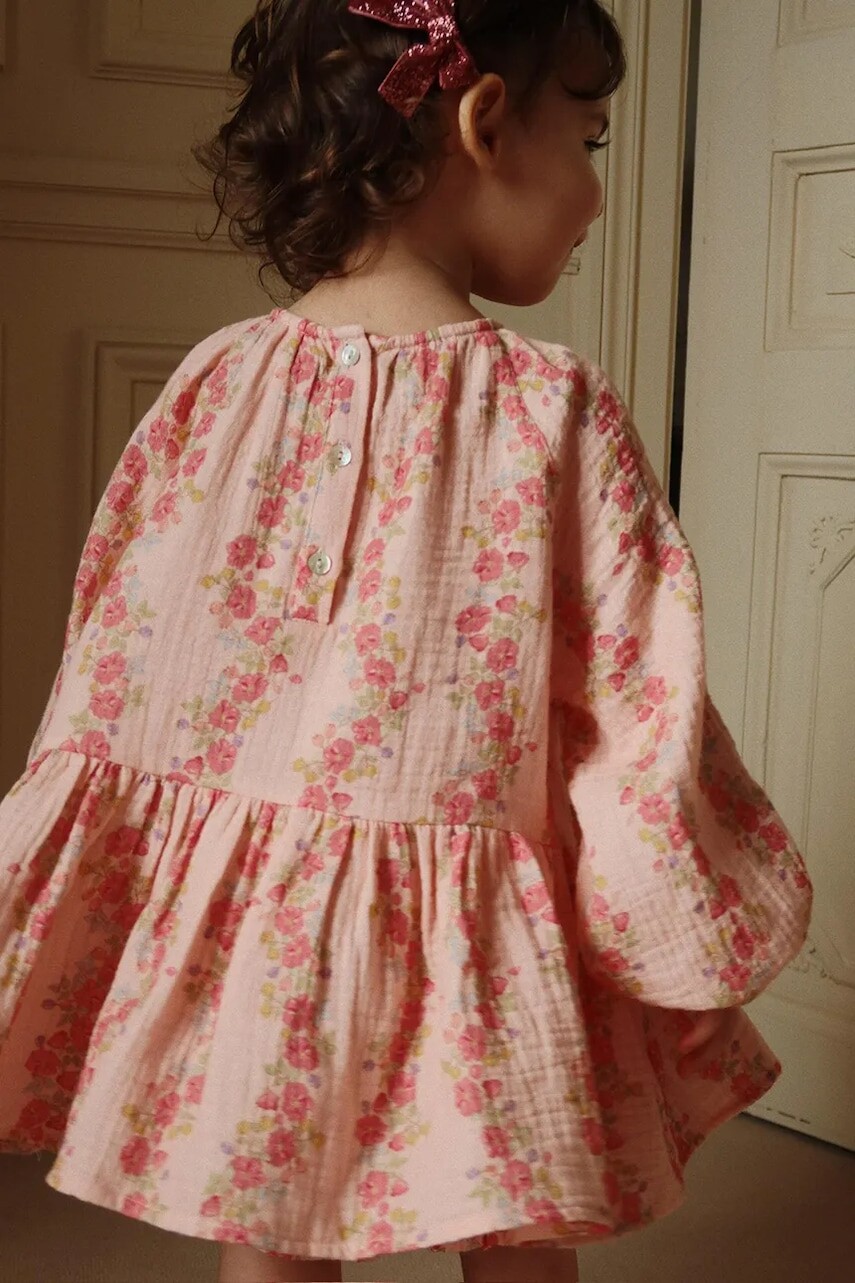 Detská bavlnená blúzka Konges Sløjd COCO BLOUSE GOTS ružová farba, vzorovaná, KS102274