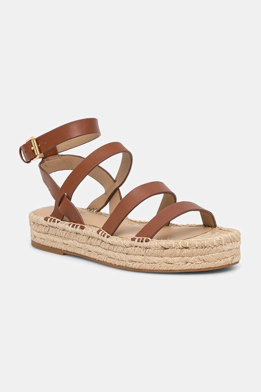 Kožené espadrilky Lauren Ralph Lauren Polly Gldtr hnedá farba, 802961839001