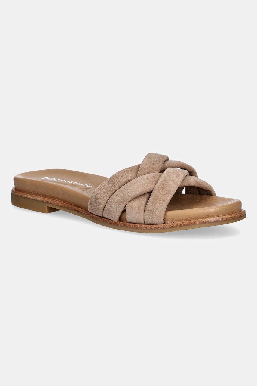 Semišové šľapky Emu Australia Ikara dámske, béžová farba, W13054 Camel