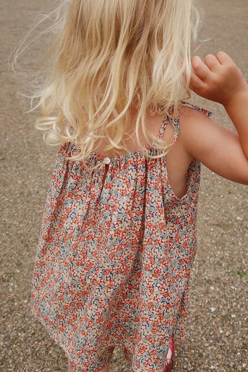 Dievčenské bavlnené šaty Konges Sløjd PACEY STRAP DRESS GOTS ružová farba, mini, oversize, KS101007