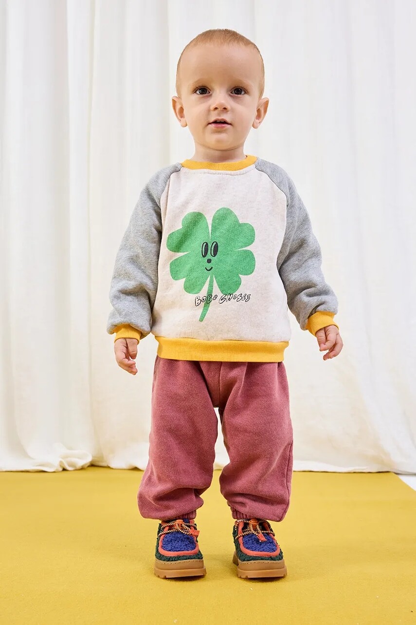 Detské bavlnené tričko s dlhým rukávom Bobo Choses Lucky Clover biela farba, s potlačou, 225AB041