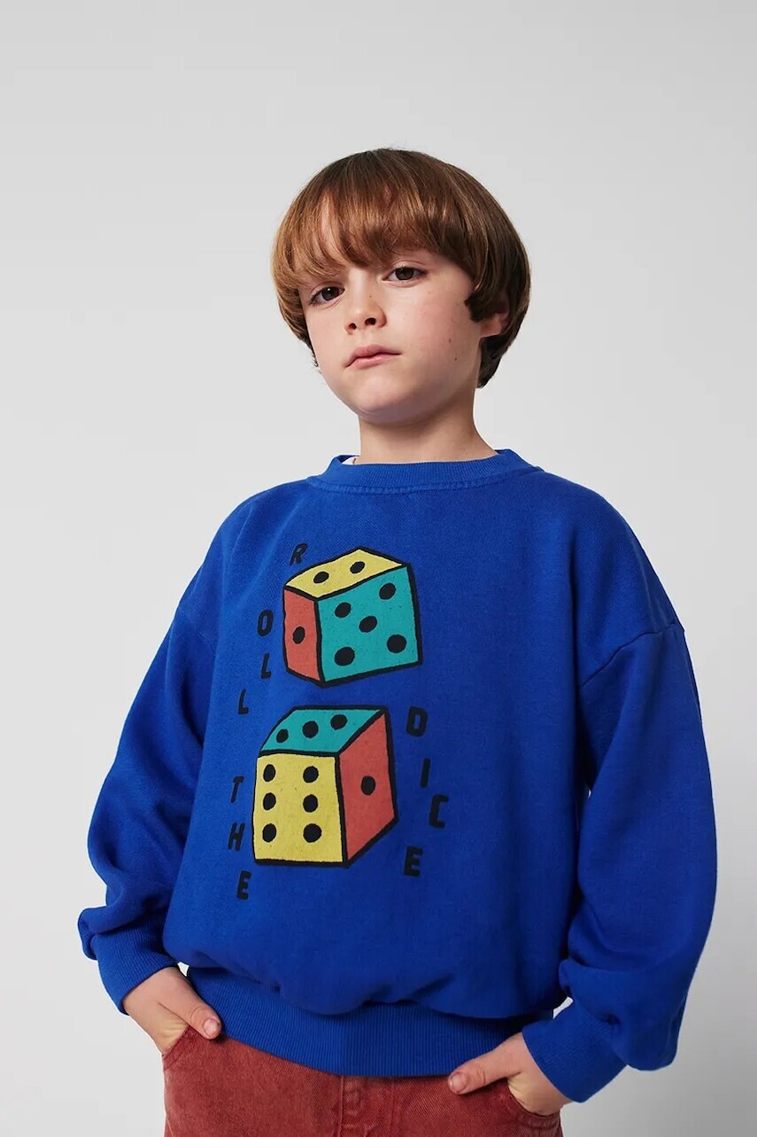 Detská bavlnená mikina Bobo Choses Roll The Dice modrá farba, vzorovaná, 225AC030