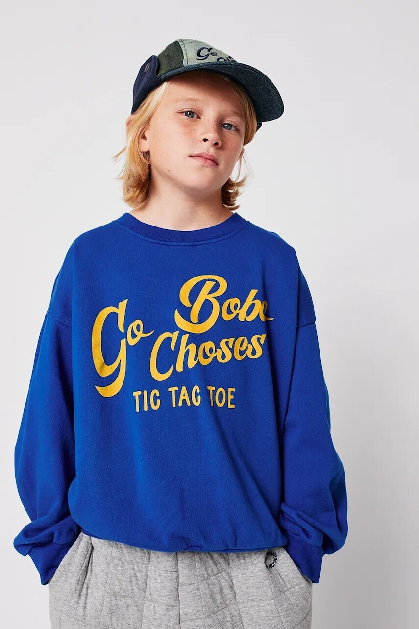 Detská bavlnená mikina Bobo Choses Go Bobo modrá farba, vzorovaná, 225AC028