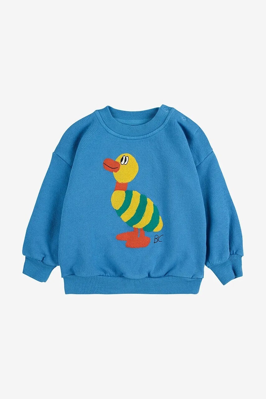 Bavlnená mikina pre bábätká Bobo Choses Striped Duck modrá farba, vzorovaná, 225AB047