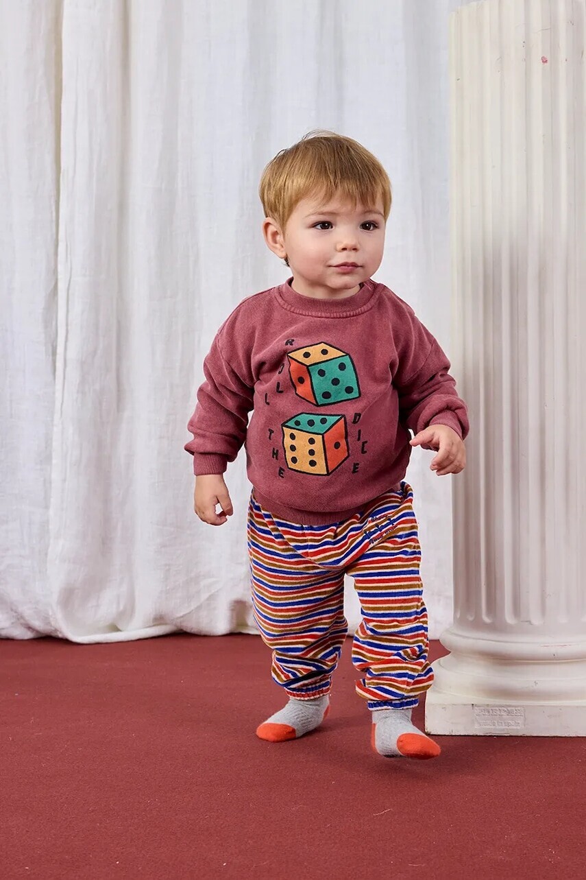 Bavlnená mikina pre bábätká Bobo Choses Roll The Dice ružová farba, vzorovaná, 225AB048