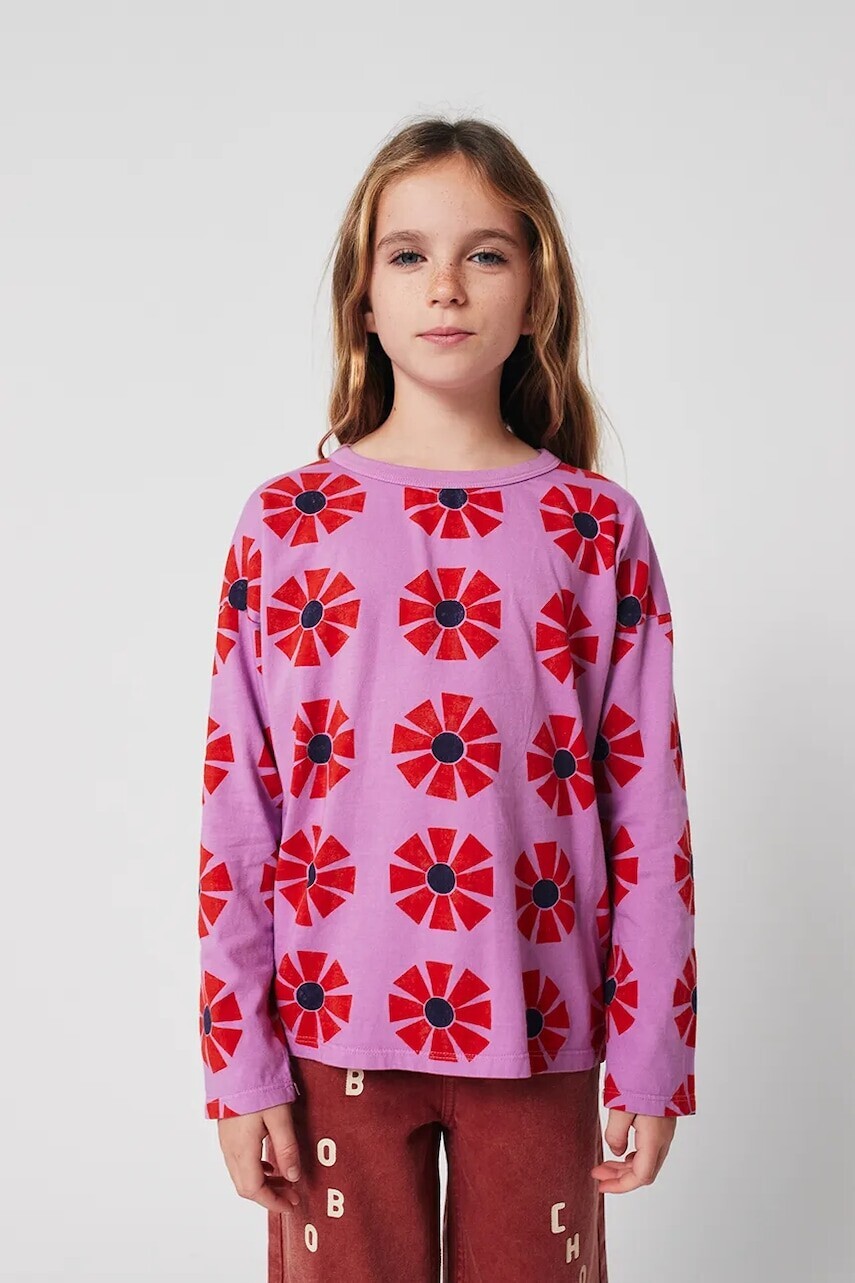 Detská bavlnená košeľa s dlhým rukávom Bobo Choses Kaleidoscope fialová farba, 225AC011