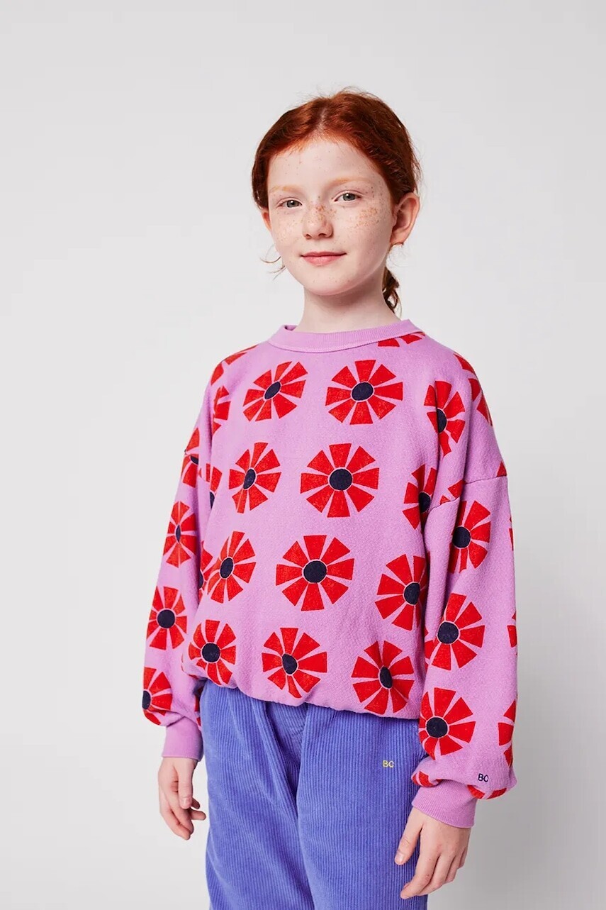 Detská bavlnená mikina Bobo Choses Kaleidoscope fialová farba, vzorovaná, 225AC038
