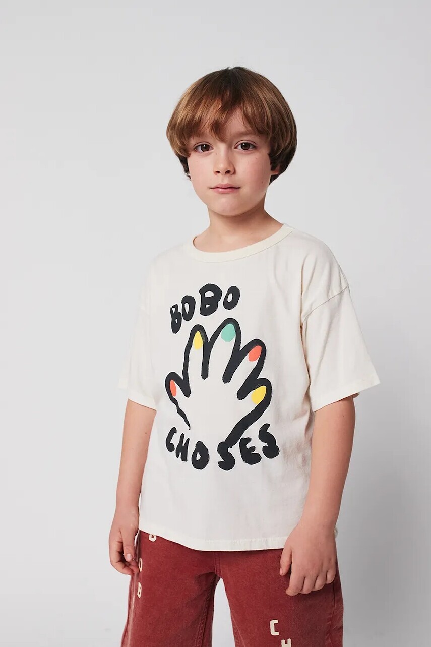 Detské bavlnené tričko Bobo Choses High Five biela farba, s potlačou, 225AC004