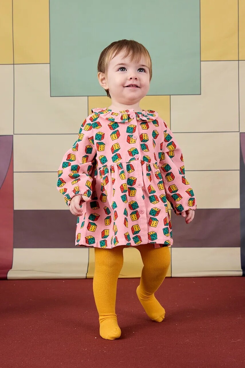 Detské bavlnené šaty Bobo Choses Dices ružová farba, mini, áčkový strih, 225AB088